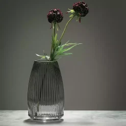Clearance Round Ribbed Glass Vase Vases