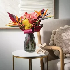 Clearance Round Ribbed Glass Vase Vases