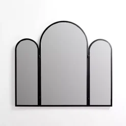 Kirklands Home Decorative Mirrors|Rounded Edge Trifold Wall Mirror Black