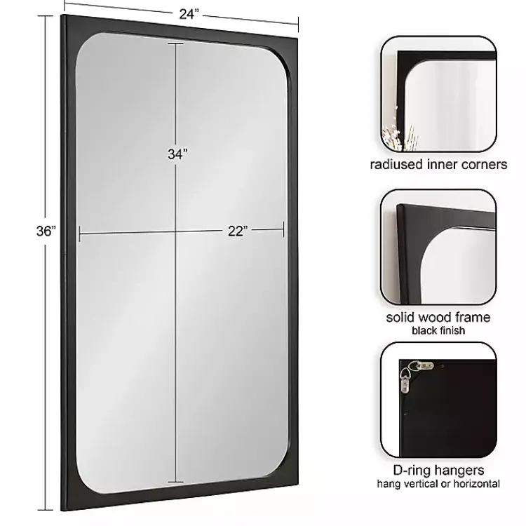 Kirklands Home Decorative Mirrors|Rounded Rectangle Wall Mirror Black