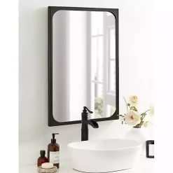 Kirklands Home Decorative Mirrors|Rounded Rectangle Wall Mirror Black