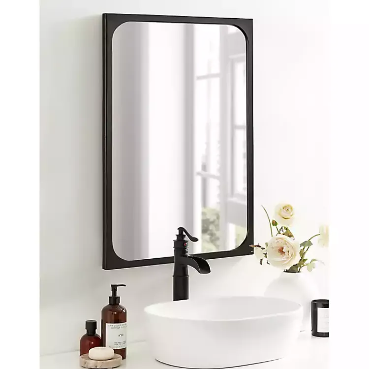 Kirklands Home Decorative Mirrors|Rounded Rectangle Wall Mirror Black