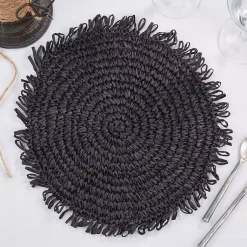 Kirklands Home Table Linens|Rustic Raffia Placemats, Set of 4 Black