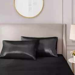 Kirklands Home Bed Sheets|Satin Standard 2-pc. Pillow Case Set Black