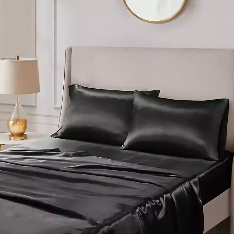 Kirklands Home Bed Sheets|Satin Standard 2-pc. Pillow Case Set Black