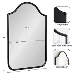 Kirklands Home Decorative Mirrors|Scalloped Arch Fellows Wall Mirror Black