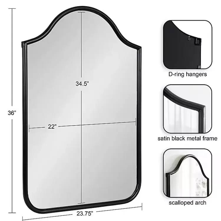 Kirklands Home Decorative Mirrors|Scalloped Arch Fellows Wall Mirror Black
