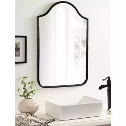 Kirklands Home Decorative Mirrors|Scalloped Arch Fellows Wall Mirror Black