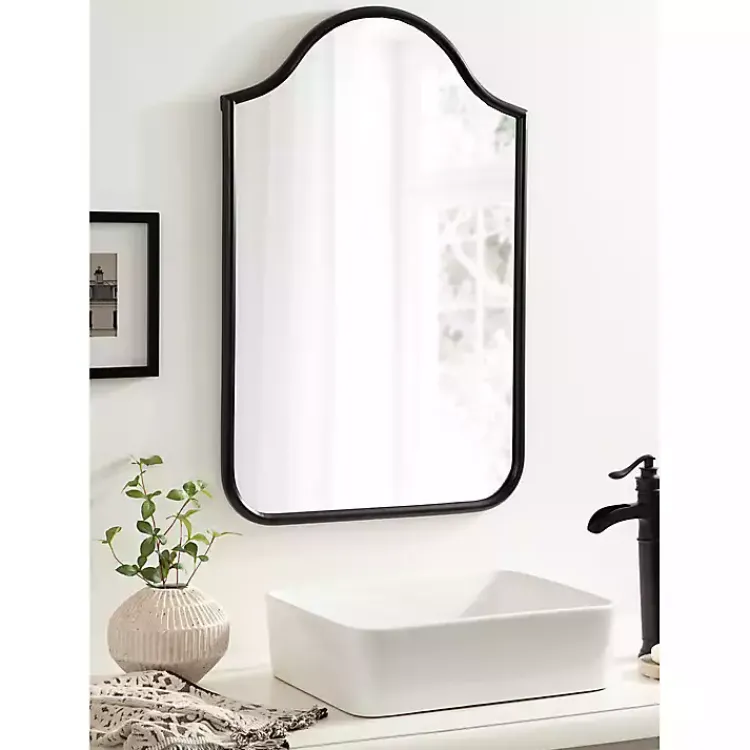 Kirklands Home Decorative Mirrors|Scalloped Arch Fellows Wall Mirror Black