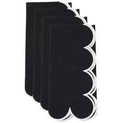 Kirklands Home Table Linens|Scalloped Edge Napkins, Set of 4 Black