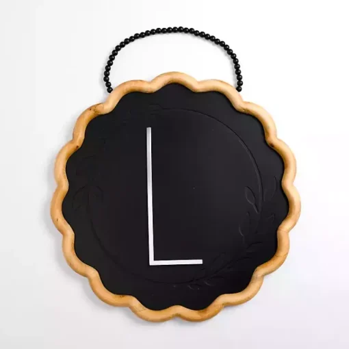 Kirklands Home Monogram Wall Decor|Black Scalloped Monogram L Wall Plaque