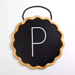 Kirklands Home Monogram Wall Decor|Black Scalloped Monogram P Wall Plaque