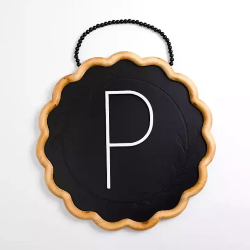 Kirklands Home Monogram Wall Decor|Black Scalloped Monogram P Wall Plaque