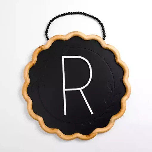 Kirklands Home Monogram Wall Decor|Black Scalloped Monogram R Wall Plaque