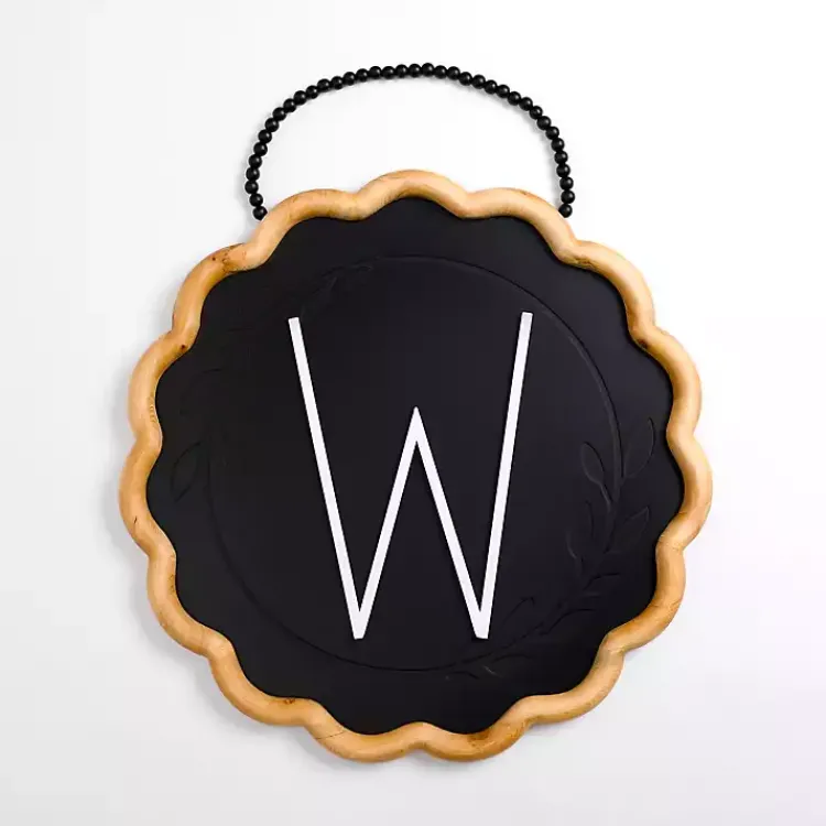 Kirklands Home Monogram Wall Decor|Black Scalloped Monogram W Wall Plaque