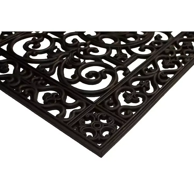 Kirklands Home Doormats|Scroll Border Rubber Doormat, 41x17 in. Black
