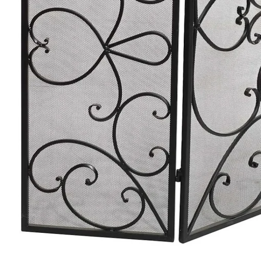 Outlet Black Scroll Work Metal Fireplace Screen Fireplace Accessories
