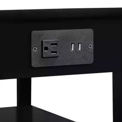Kirklands Home Accent & End Tables|2-Shelf Charging Accent Table Black
