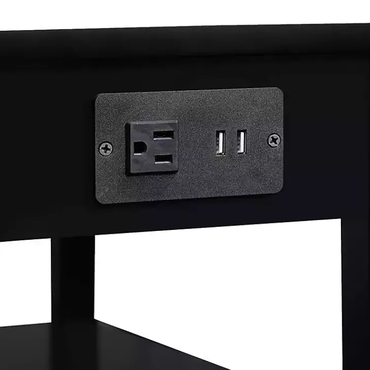 Kirklands Home Accent & End Tables|2-Shelf Charging Accent Table Black