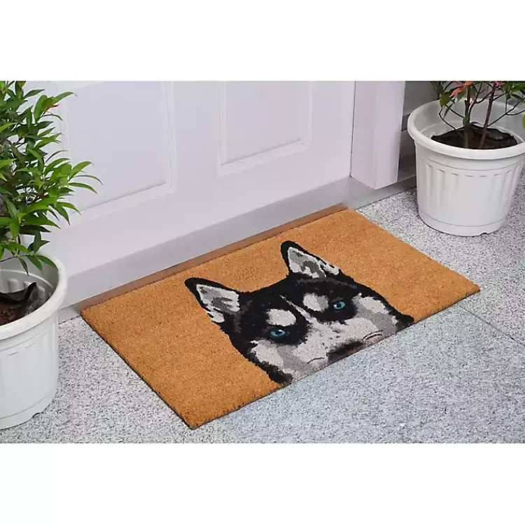 Kirklands Home Doormats|Black Siberian Husky Doormat