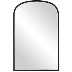 Kirklands Home Framed Mirrors|Black Simple Round Top Wall Mirror