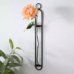 Kirklands Home Wall Storage|Black Singular Glass Wall Budvase
