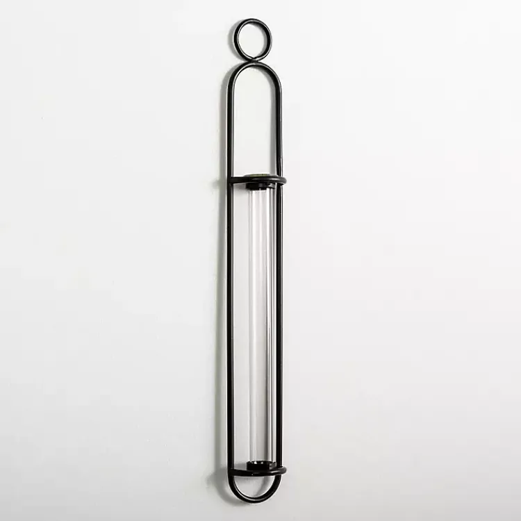 Kirklands Home Wall Storage|Black Singular Glass Wall Budvase