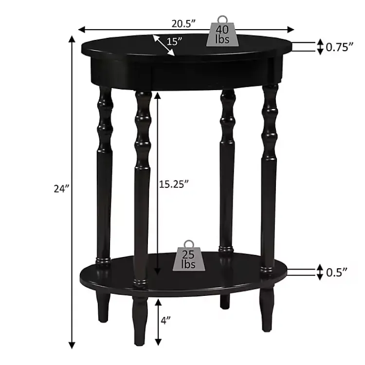 Kirklands Home Accent & End Tables|Spindle Legs Oval Accent Table Black