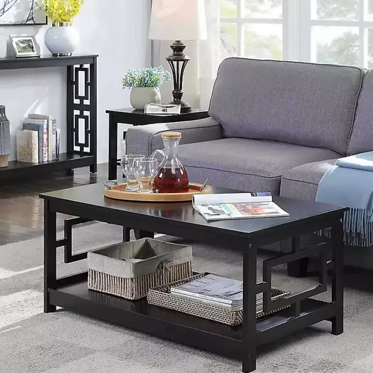 Kirklands Home Coffee Tables|Square Cut-Out Sides Coffee Table Black