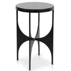 Kirklands Home Accent & End Tables|Steel and Marble Lazer Cut Side Table Black