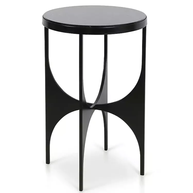 Kirklands Home Accent & End Tables|Steel and Marble Lazer Cut Side Table Black