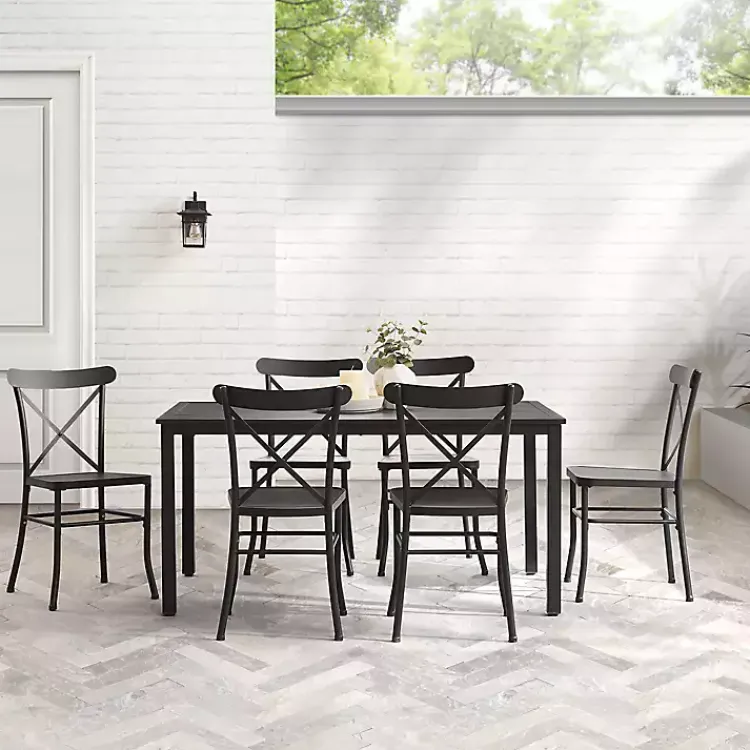 Kirklands Home Outdoor Dining|Steel Farmhouse 7-pc. Outdoor Dining Set Black