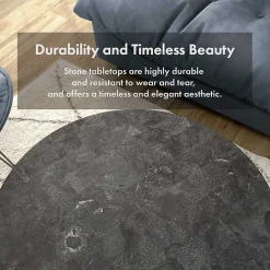 Kirklands Home Coffee Tables|Stone and Metal Geometric Coffee Table Black