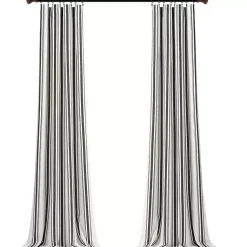 Kirklands Home Curtains & Drapes|Stripe Farmhouse Curtain Panel Set, 95 in. Black