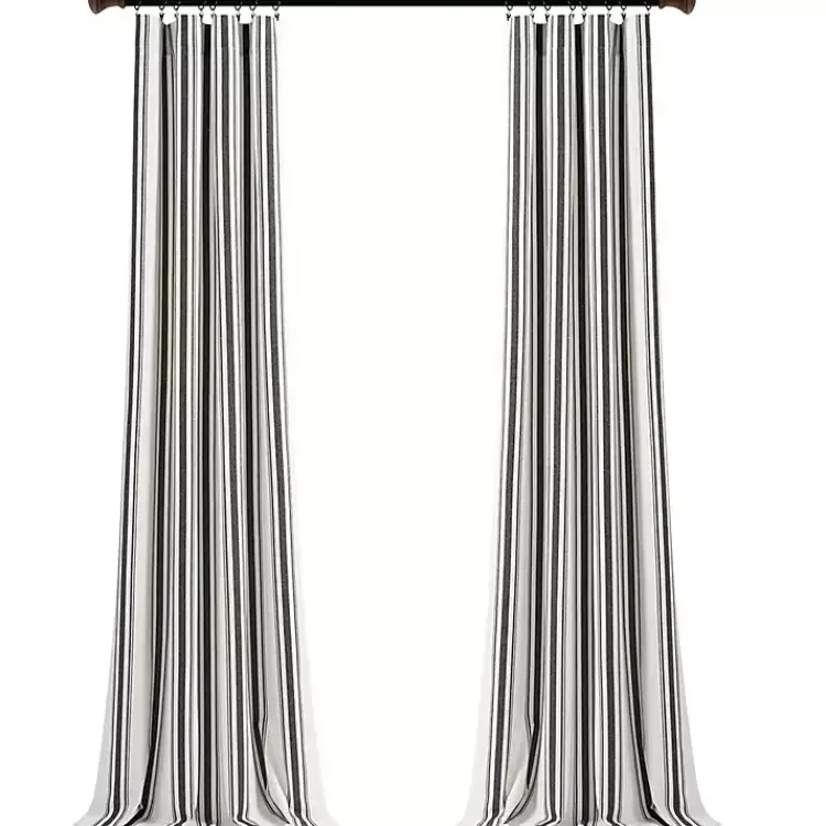 Kirklands Home Curtains & Drapes|Stripe Farmhouse Curtain Panel Set, 95 in. Black