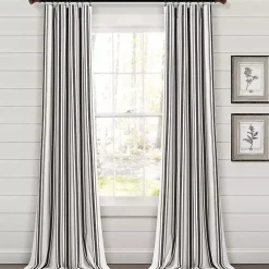 Kirklands Home Curtains & Drapes|Stripe Farmhouse Curtain Panel Set, 95 in. Black