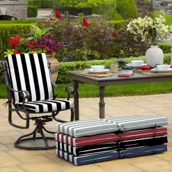 Kirklands Home Outdoor Cushions & Pillows|Stripe Luxe Outdoor Dining Chair Cushion Black