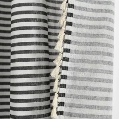 Kirklands Home Curtains & Drapes|Black Striped Tassel Curtain Panel Set, 84 in.