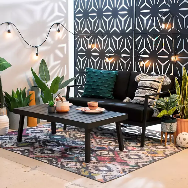 Kirklands Home Outdoor Seating|Sunbrella Cushions Holland Outdoor Loveseat Black