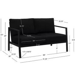 Kirklands Home Outdoor Seating|Sunbrella Cushions Holland Outdoor Loveseat Black
