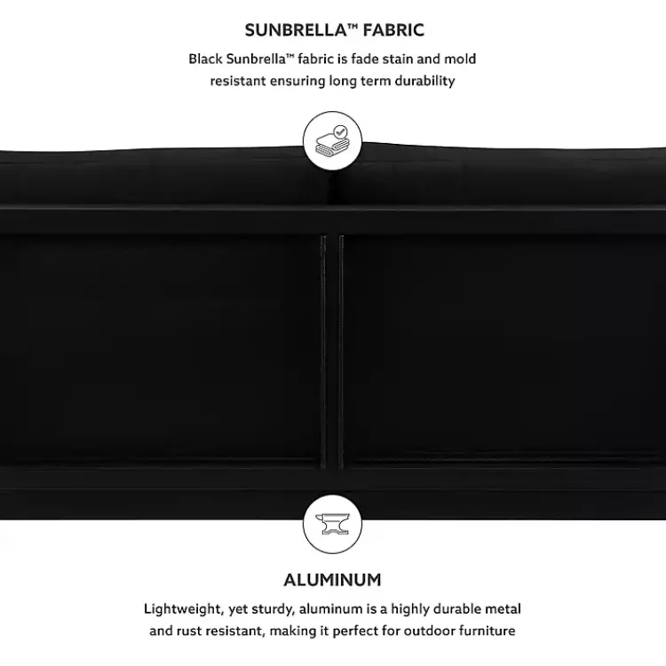 Kirklands Home Outdoor Seating|Sunbrella Cushions Holland Outdoor Loveseat Black