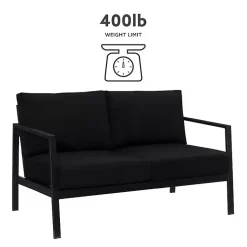 Kirklands Home Outdoor Seating|Sunbrella Cushions Holland Outdoor Loveseat Black