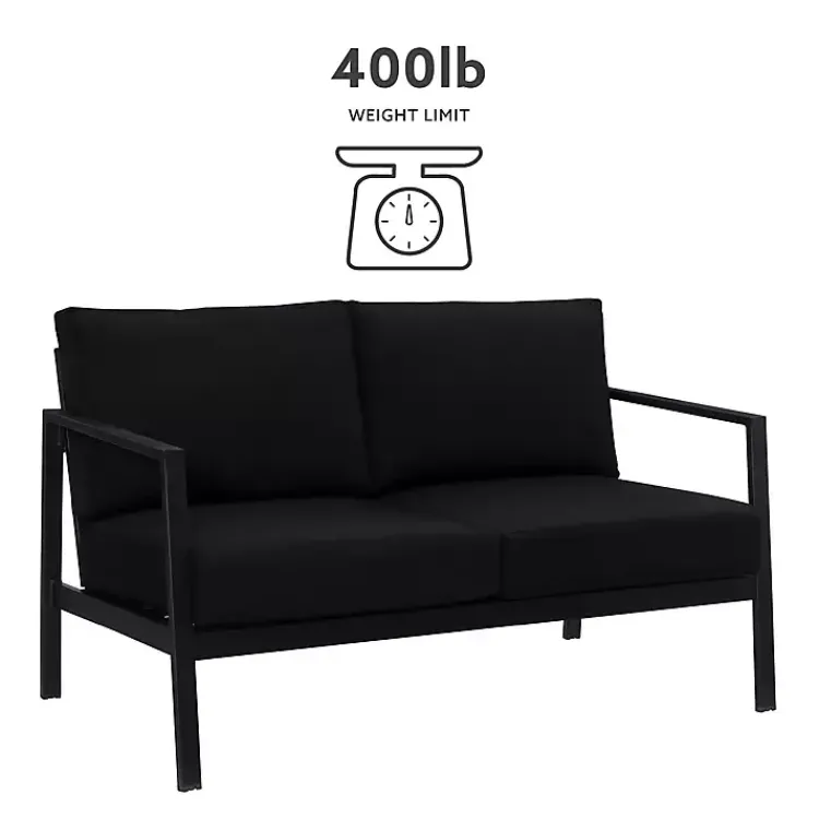 Kirklands Home Outdoor Seating|Sunbrella Cushions Holland Outdoor Loveseat Black