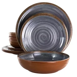 Kirklands Home Dinnerware|Black Swirl Melamine 12-pc. Dinnerware Set