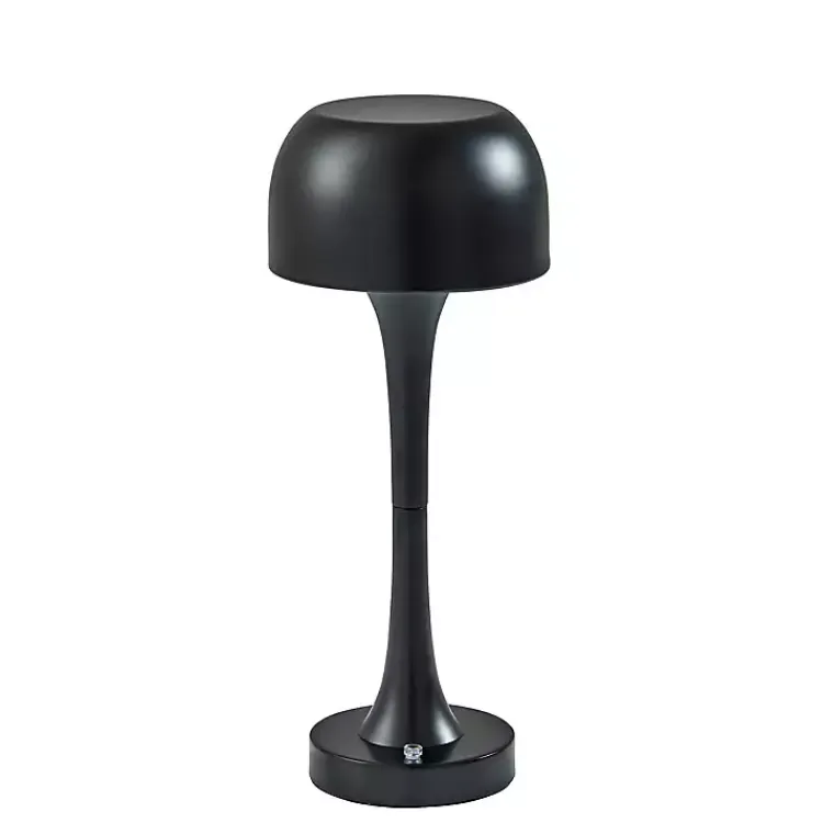 Kirklands Home Outdoor Lighting|Tapered Dome Frosted Light Cordless Lamp Black
