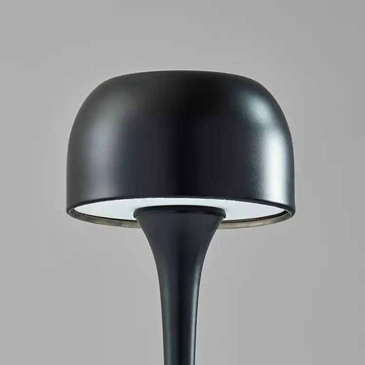 Kirklands Home Outdoor Lighting|Tapered Dome Frosted Light Cordless Lamp Black