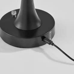 Kirklands Home Outdoor Lighting|Tapered Dome Frosted Light Cordless Lamp Black