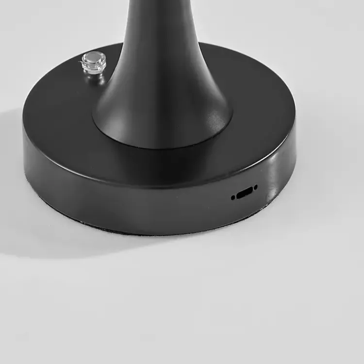 Kirklands Home Outdoor Lighting|Tapered Dome Frosted Light Cordless Lamp Black