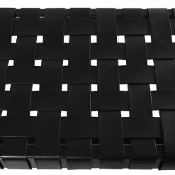 Kirklands Home Benches & Ottomans|Teak Wood and Leather Bench Black