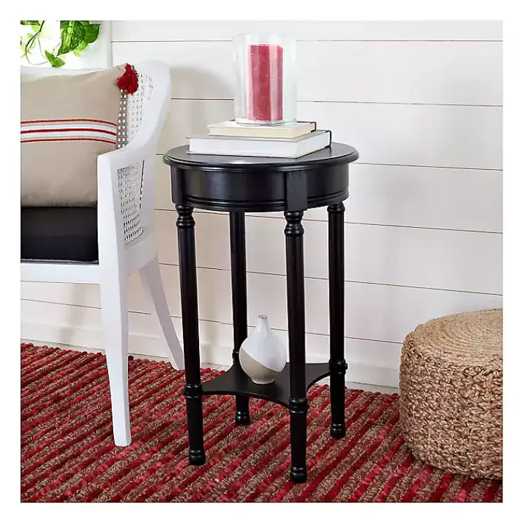 Kirklands Home Accent & End Tables|Tegan Round Accent Table Black